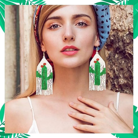 Free People Jewelry - ✨ Free People Cactus Beaded Earrings ✨